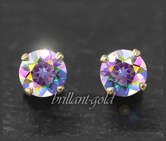 Ohrstecker 585 Gold weiß Mystic Topas 4,5,6,7mm